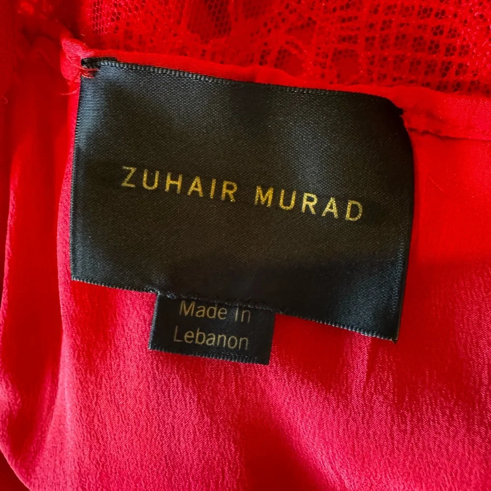 Authentic Zuhair Murad Red Silk Pleated Chiffon Gown - Picture 5 of 15